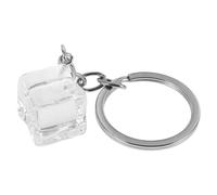 INOOMP Llavero Cubito de Hielo Transparente de Resina Accesorio Divertido para Coche y Bolso Colgante Ligero y Decorativo para Mujeres Regalo Original y Portátil