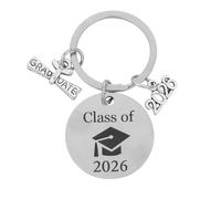 INOOMP Llavero de graduación de la promoción de 2026 - Recuerdo para la fiesta de graduación - Amuleto conmemorativo de logros académicos para mujeres, hombres, él y ella