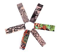 INOOMP Manguitos de Protección Solar para Brazo 6 Piezas, Elásticos, Transpirables y Resistentes Rayos Uv, Ideales para Ciclismo, Deportes al Aire Libre y Pesca, Diseño Tatuado Unisex