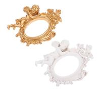 INOOMP Marco Decorativo de Fotos Retro Europeo en Resina Figuras de Ángeles Dorado y Blanco, Pack de 2 para Sala y Oficina