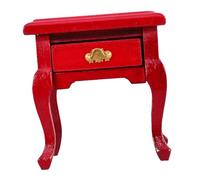 INOOMP mesilla de Noche Muebles diminutos Muebles de casa en Miniatura Muebles pequeños exquisitos Pequeña mesita de Noche mesita de Noche casa de muñecas Madera Rojo