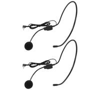 INOOMP Micrófono de Condensador de Diadema Cable 2 Unidades, Color Negro, Micrófono Vocal Unidireccional para Amplificador de Voz y Enseñanza, Gancho Ajustable para Uso Profesional