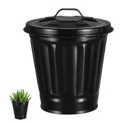 INOOMP Mini Cubo de Basura de Metal Negro con Tapa Bote de Basura de Mesa Compacto para Hogar y Oficina Papelera Decorativa para Escritorio y Habitación Multifuncional para Cocina y