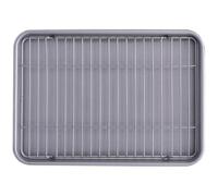 INOOMP Molde Horno Rectangular de Acero al Carbono Negro con Rejilla | Recubrimiento Antiadherente, Bordes Lisos y Moldeado Pieza, para Repostería Doméstica y Cocina Profesional