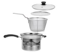 INOOMP Olla Multifuncional Inoxidable con Tapa Sartén Freidora y Vaporera Mango Antiquemaduras y Base Antideslizante Compatible con Cocina de Inducción para Cocinar Sopas y Guisos