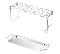 INOOMP Parrilla de Acero Inoxidable con Bandeja Antigoteo para Barbacoa Fácil de Montar y Almacenamiento Compacto, Adecuado para Asar Pollo y Costillas al Aire Libre