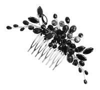 INOOMP Peineta para Boda y Fiesta Gemas de Imitación Negro 4.7X3.3 Pulgadas Peineta Lateral Decorativa para Mujer Cabello Fino y Grueso