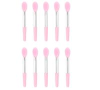 INOOMP Pinceles de Silicona para Labios 10 Piezas, Aplicador de Bálsamo Labial Mango Rosa y Tubo Plateado, Brocha para Maquillaje de Labios y Sombras de Ojos, Uso Diario y Profesional