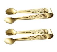 INOOMP Pinzas para Alimentos de Acero Inoxidable Dorado, Resistentes al Calor y Ligeras, Ideales para Cubitos de Hielo y Azúcar en Casa o Restaurante, Paquete de 2 Piezas