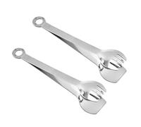 INOOMP Pinzas para Hielo y Terrones de Azúcar de Acero Inoxidable Plata, Mango Flexible y Ancho Ajustable, Paquete de 2 Piezas para Utensilios de Cocina y Fiestas en Casa
