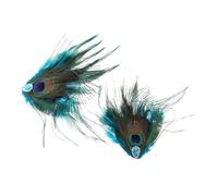 INOOMP Pinzas Pelo de Mujer con Plumas de Pavo Real y Gemas de Imitación, Accesorio Retro Vintage para Fiesta, Boda y Eventos Obsequios, Juego de 2 Piezas