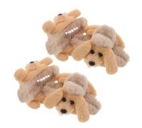 INOOMP Pinzas Pelo Esponjosas en Forma de Perro de Felpa, 4 Piezas, Antideslizantes con Firme Sujeción para Cabello Grueso, Accesorio de Moda para Invierno