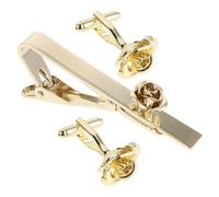 INOOMP Pisacorbatas de Cobre Dorado Diseño de Flor Rosa, Elegante y Clásico, para Bodas y Eventos Formales, Mantiene Corbata y Puños en Su Lugar