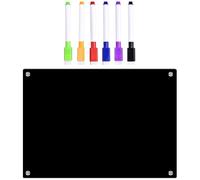 INOOMP Pizarra Magnética para Nevera Acrílica Negra A3 Grande 6 Rotuladores Borrables para Planificación Diaria y Listas de Tareas, Tablero Imantado para Cocina y Oficina