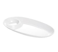 INOOMP Plato de Cerámica Blanco Dividido Ligero y Fácil de Transportar para Desayuno y Aperitivos Compartimento para Salsa para Cafés y Restaurantes