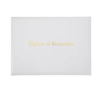 INOOMP Portacertificados de Graduación A4 Funda Protectora de Cartón Blanco y Estampado Dorado, Carpeta para Certificados y Diplomas Escolares, Cubierta para Exhibición en Ceremonias