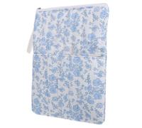 INOOMP Protector de Libros con Cremallera Funda Azul Floral para Cuadernos Estuche para Tabletas y Almacenamiento Seguro Biblioteca y Transporte Diario