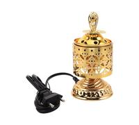 INOOMP Quemador de Incienso Árabe Eléctrico de Hierro Diseño Vintage y Detallado, Aromaterapia Segura para Uso en Interiores, Adecuado para Sesiones de Yoga y Celebraciones de Ramadán
