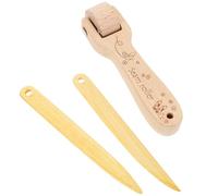 INOOMP Rodillo de Prensado Manual para Costura y Acolchado, 3 Piezas Rueda de Presión y 2 Marcadores de Costura de Madera de Bambú, Herramienta Práctica para Patchwork y Manualidades