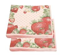 INOOMP Servilletas Desechables Decorativas Estampado de Fresas, 20 Unidades de Papel de Pulpa de Madera, Colorido Diseño para Suministros para Fiestas y Eventos Festivos