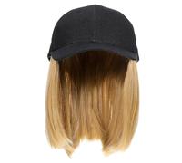 INOOMP Sombrero de Mujer con Peluca Corta y Recta, Material de Seda de Alta Temperatura, Color Amarillo, Diseño Elegante y Efecto Decorativo para Uso en Escuela y Compras