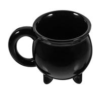 INOOMP Taza de Caldero de Cerámica Negra de 350ml para Beber, Diseño Clásico Elegante y Práctica para Bebidas en Casa o Obsequio Original