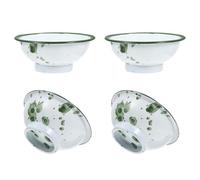 INOOMP Tazones Esmaltados Vintage de 10 Cm, Cuencos Retro de Cocina de 4 Piezas, Recipientes Gruesos para Almacenar Alimentos, Boles Domésticos Estilo Antiguo para Sopa y Arroz