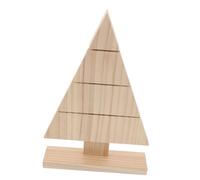INOOMP Unfinished Wooden Christmas Tree Block With Base Rustic Farmhouse Tabletop Decor Unpainted DIY Holiday Display For Xmas Party Stable Triangular Stand Interactive Crafting Piece