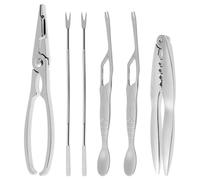 INOOMP Utensilios para Mariscos de Acero Inoxidable Set de 6 Piezas para Comer Cangrejo y Langosta, con Estuche, para Familia y Uso en Casa