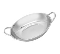 INOOMP Wok Resistente al Calor y Antiescaldadura de Acero Inoxidable Sartén Plana Doble Asa para Hot Pot y Carne Adecuado para Cocina y Obsequio de Inauguración