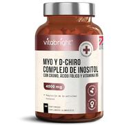 Inositol Myo & D-Chiro 2000 mg | Para PCOS | Equilibrio Hormonal y Niveles Normales de Glucosa en Sangre | con Ácido Fólico | Comprimidos Masticables en lugar de Inositol Polvo | VitaBright