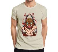 Inosuke Máscara de jabalí Cazador de demonios Doble Cuchillas Anime Regalo Camiseta Hombre, naturaleza, L