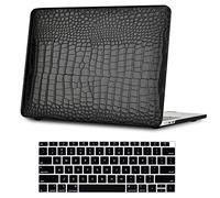 iNOTOGG Compatible con MacBook Air de 13 pulgadas 2021 2020 2019 2018 Release A2337 M1 A2179 A1932, carcasa de plástico duro con cubierta para teclado para MacBook Air 13 con Touch ID, piel negra