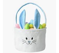 INough Canasta de Pascua para niños, cestas de Pascua de felpa para niños y niñas, cesta de regalo de Pascua con orejas plegables, bolsas de bebé para caza de huevos de Pascua, 11.8 x 9.5 pulgadas