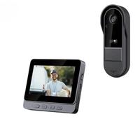 Inov Paris - Portero inalámbrico con pantalla, timbre de cámara impermeable, grabación automática, conversación bidireccional