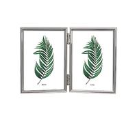 Inov8 Framing Marco de fotos chapado en plata resistente al deslustre, diseño de marco doble de borde fino para dos fotos de 9 x 12 cm