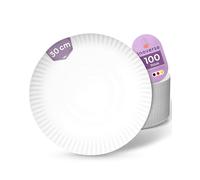 Inoverse 100 platos de papel blanco, redondos, 30 cm, ecológicos, desechables, de cartón, vajilla, vajilla para fiestas, platos de postre, vajilla desechable