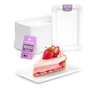 Inoverse 1000 platos de papel, color blanco, desechables, 13 x 20 cm, respetuosos con el medio ambiente, vajilla desechable, de cartón, platos de papel, platos de papel rectangulares