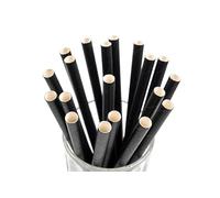 Inoverse 500 pajitas de papel de 8 mm de diámetro x 24 cm, pajitas desechables, 100 pajitas de papel biodegradables, pajitas de papel kraft para cócteles, fiestas, catering, color negro