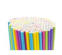 Inoverse 500 pajitas de papel de 8 mm de diámetro x 24 cm, pajitas desechables, 100 pajitas de papel biodegradables, pajitas de papel kraft para cócteles, fiestas, catering, multicolor