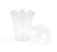 Inoverse Juego de 50 vasos para smoothie To Go de 400 ml, vasos de postre, vasos de plástico para café helado, cóctel, té de burbujas con tapa con agujero