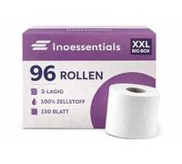 Inoverse Papel higiénico de 3 capas, 96 rollos, 150 hojas por rollo, extra suave y resistente a roturas, 100% celulosa, paquete grande para familias, 96 rollos, 4 unidades