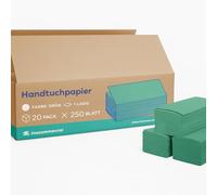 Inoverse Toallas de papel 5000 hojas, verdes, toallas plegables, toallas de papel de 25 x 23 cm, pliegue ZZ, toallas de papel, toallas de papel para dispensadores, toallas desechables, papel de toalla