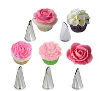Inovey 5 Piezas Set Rose Petal Glaseado Tubería Boquillas Metal Crema Consejos Bolo Decoración Herramientas Pastelería Pastelera Herramienta