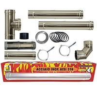 INOX Juego de tubos de chimenea estufa de pellets dn 80 tubo de acero ajustable 316 600 CE fabricado en Italia UNI 1856-2