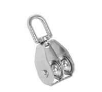Inoxidable Acero Polea Rodillo 1PC Lifting Swivel Pulley Block Stainless Steel Double Towing Wheels Heavy Duty Wire Rope Traction Wheel(M32)