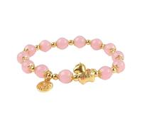 Inoxidable Regalo Ancho Negro Pulsera Exclusiva del Año de la Pulsera de Perlas de Jade Blanco Natural Color Flor de Cerezo, Fresco y Elegante para Mujeres. Pulsera 4 Anillos conectados, 20.00