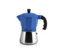 Inoxpran Cafetera De Aluminio Con Caldera De Acero Inoxidable 3 Tazas Azul