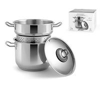 INOXPRAN - Cocedor de pasta de acero inoxidable con fondo de inducción, con tapa, resistente y duradero, diseño simple y elegante, diámetro de 24 cm