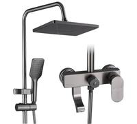 Inoxy 304 - Columna de ducha, con mezclador de baño, 26,5 x 26,5 cm, cabezal de ducha, columna de ducha de acero inoxidable ajustable para pared, ducha y ducha, ducha, cuadrado, cromado